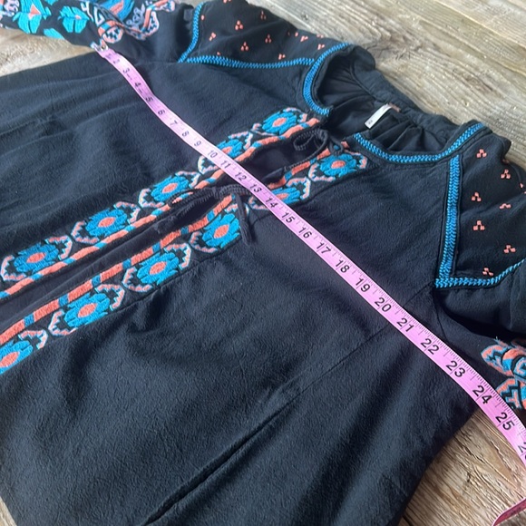 FREE PEOPLE Embroidered Swing Jacket (Black, blue & orange graphic) size Medium - Picture 13 of 15
